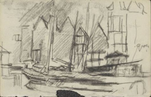 View of the Damrak in Amsterdam, seen towards the rear of the buildings in the Warmoesstraat