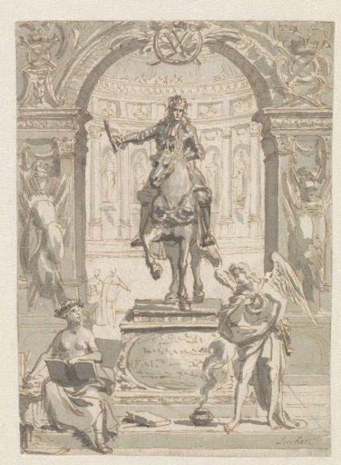 Stadtholder-King William III on Horseback with Allegorical Figures; Rejected Design for the Frontispiece of: Lukas Rotgans, Wilhem De Derde (Amsterdam 1698)
