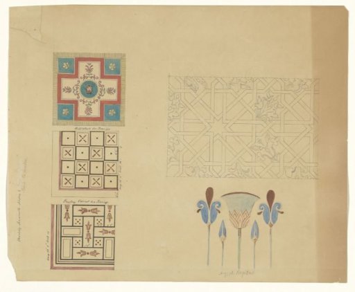 Carpet (?), floors and Egyptian motifs