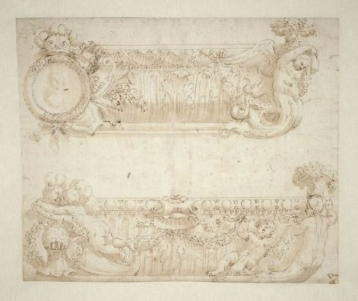 Design, possibly for two fronts of the canopy of a canopy bed