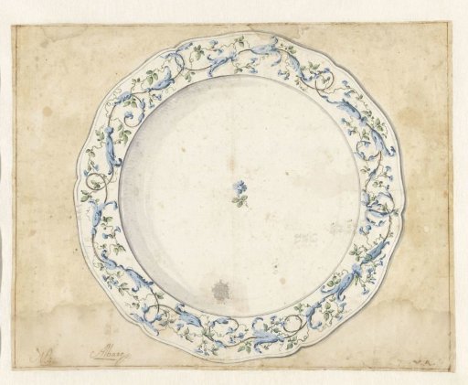 Design for the decoration of a porcelain plate from the Alcora factory