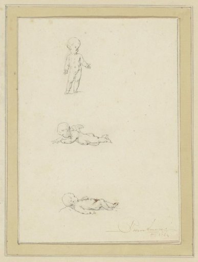 Three studies of a putto