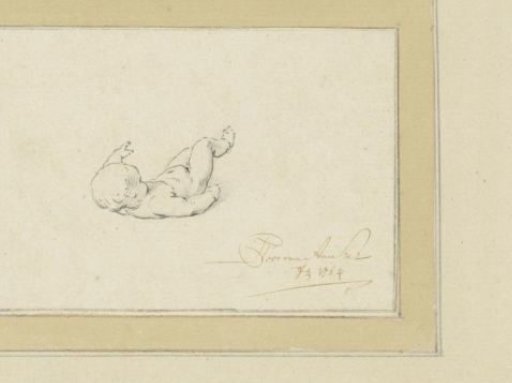 Study of a nude child lying on its back