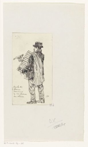 Bookseller with a stack of books on his arm