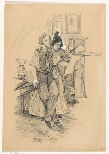 Artist with a woman in his studio