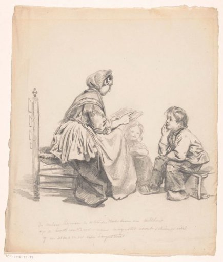 Woman reading aloud to a boy and a girl