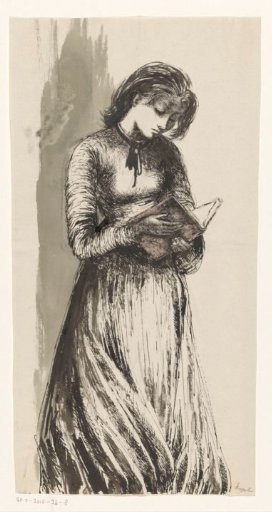 Young woman reading with an open book in her hands
