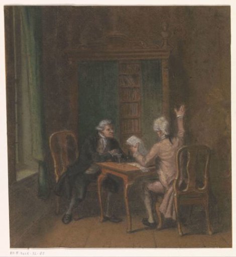 Interior with two men at a table