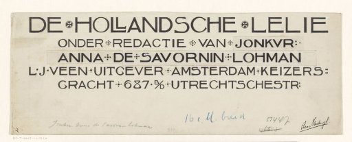 Design for: De Hollandsche Lelie, Weekly for young ladies, c. 1901-1915