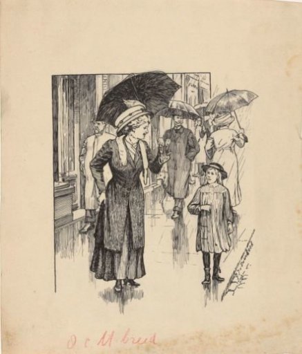 Woman and Girl on a Rainy Street