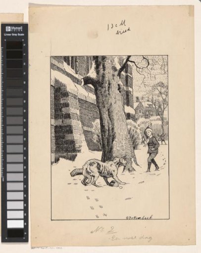 Boy throwing a snowball at a dog