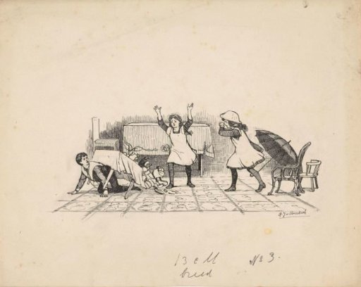 Playing Children by an Overturned Table