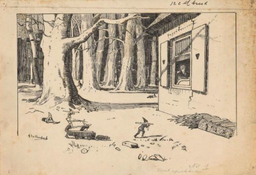 Working gnomes by a forest