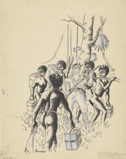 White man with a firearm among the New Guineans
