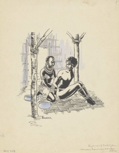 New Guinea Woman Holding a Man Captive