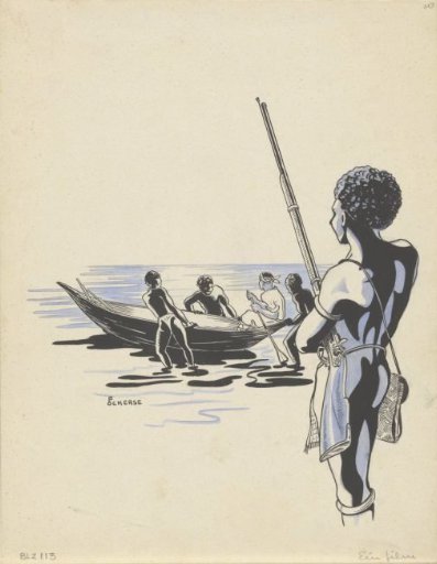 New Guinea Hunter Watching a Departing Boat