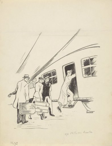 Men boarding an airship