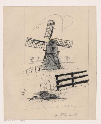 Bird by a windmill