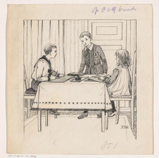 Children doing homework at a table