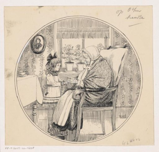 Girl with an old seated woman