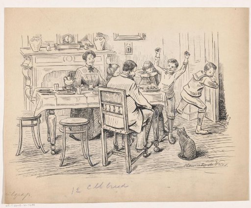 Boys playing a prank during a meal