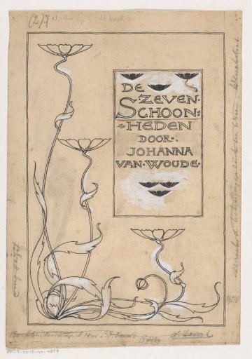 Bookbinding design for: Johanna van Woude, De zeven schoonheden, 1897
