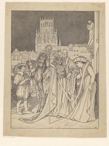 Saint Nicholas with a woman, Piet and two horses