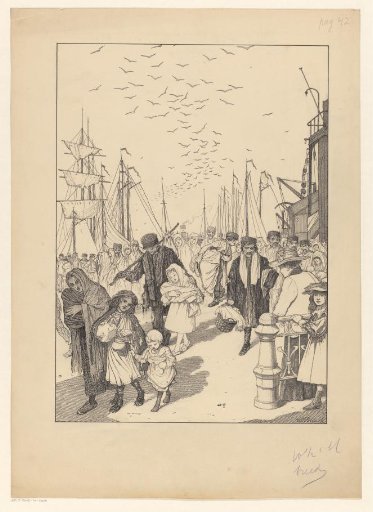 Figures in rags on a quay