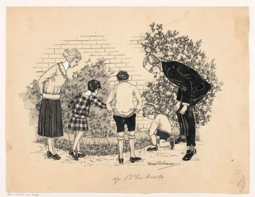 Family viewing a vegetable garden