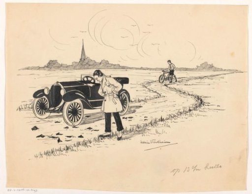 Motorist viewing debris on a country road
