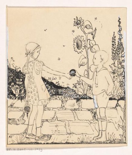 Girl giving a ball to a boy