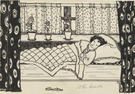 Girl sleeping beside a windowsill
