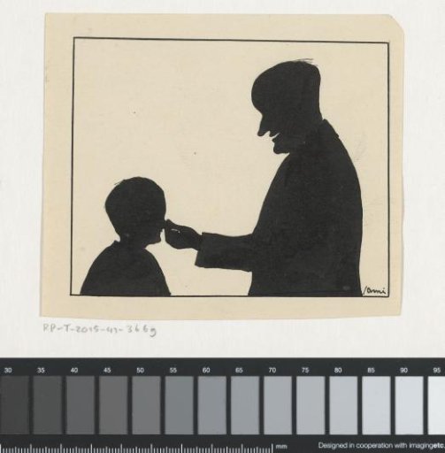 Man pulling a boy's nose