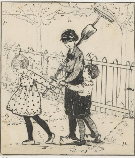 Children pulling the arm of a boy