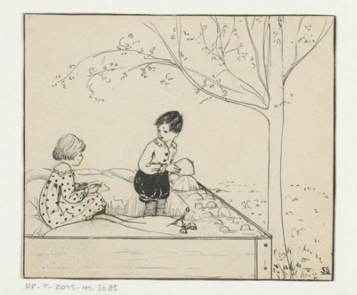 Boy and girl playing in a sandbox