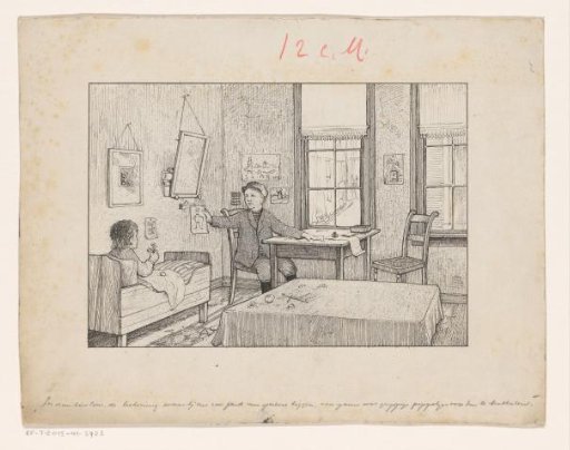 Tom shows a drawing to his sister