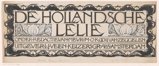 Design for: De Hollandsche Lelie, Weekly for Young Ladies, c. 1916-1918