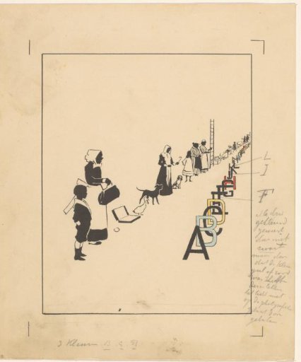 Rows of letters of the alphabet, people, animals and objects