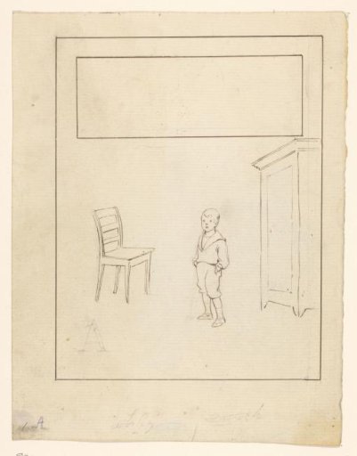 Standing Boy by a Chair and Cabinet