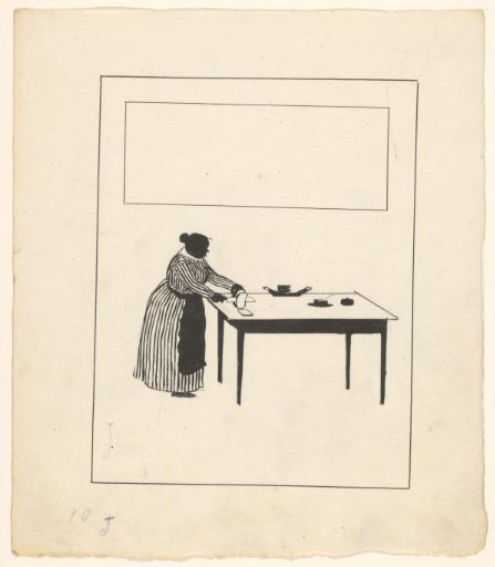 Woman Cutting Bread at a Table