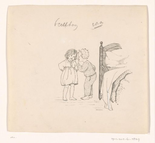 Whispering girls beside a bed