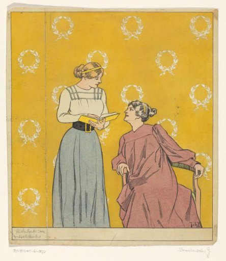 Band Design with Two Women Holding a Book