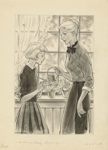 Girl and Her Mother at a Window
