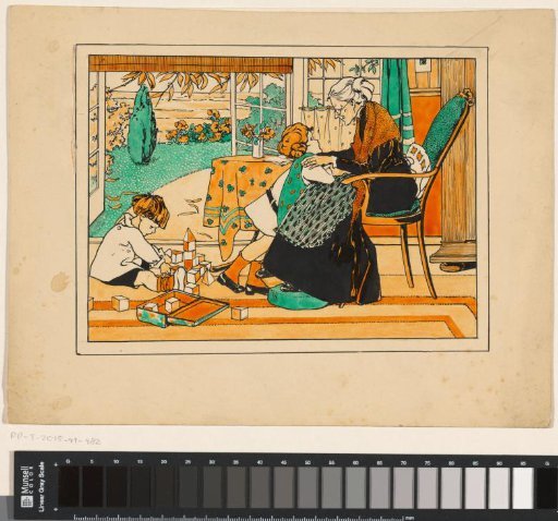 Two Children and an Old Woman in an Interior