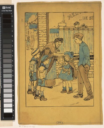 Girl with a dog on a street corner