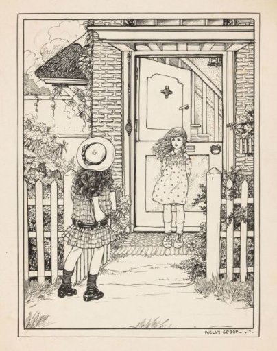 Two Girls at a Front Door