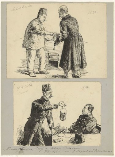 Soldier with a hat and soldiers in consultation