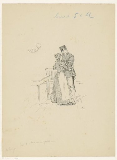 Soldier and woman taking leave
