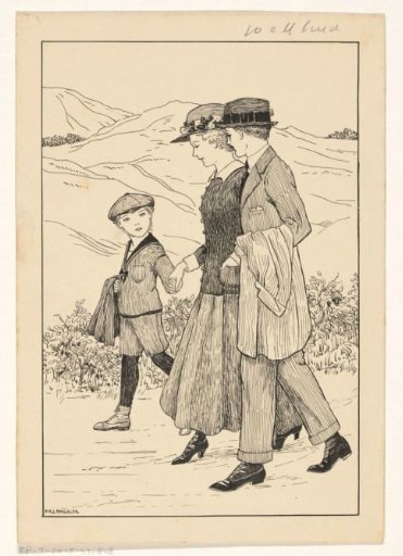 Walking Boy with His Parents