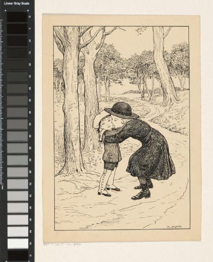 Embracing Boy and Girl on a Path
